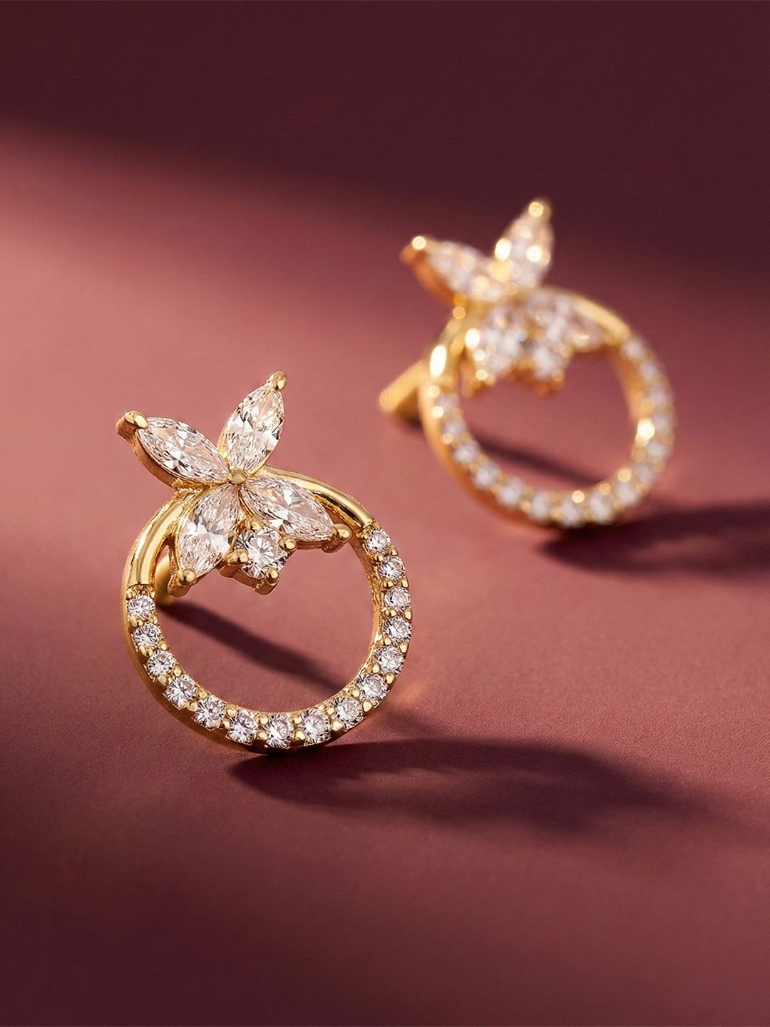 MAEJOY Butterfly Lab grown diamond 92.5 Sterling Silver 18KT Gold plated earrings