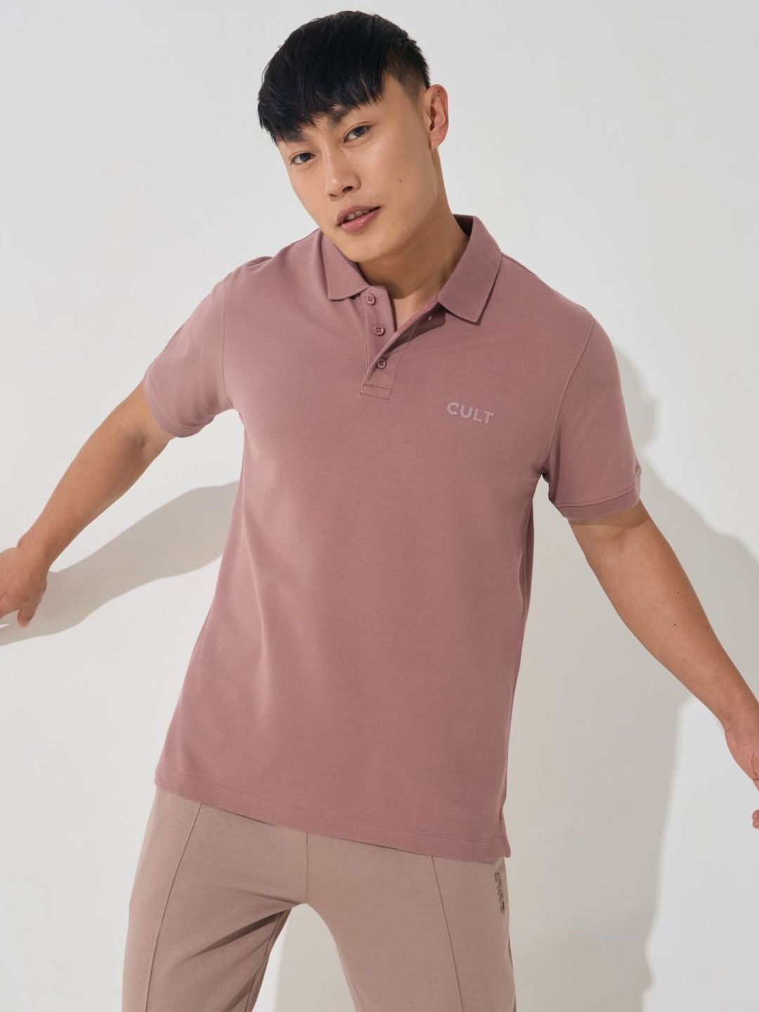 CULT Men's Brown Soft Form Classic Polo T-shirt