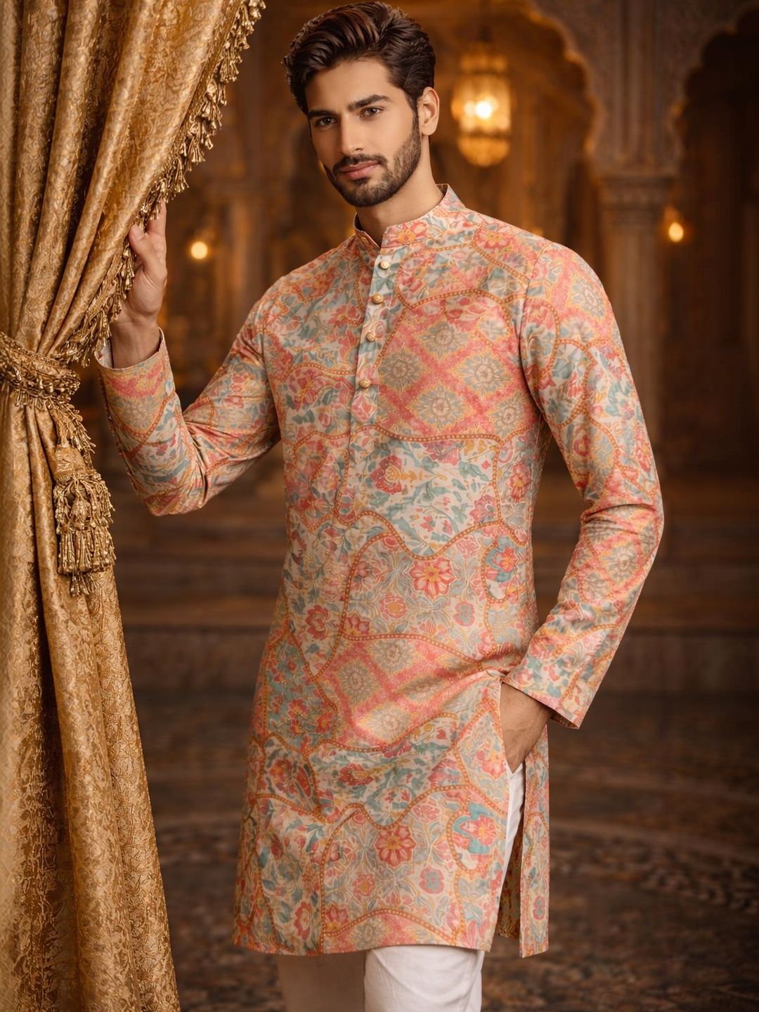 HERE&NOW Men Floral Printed Kurta