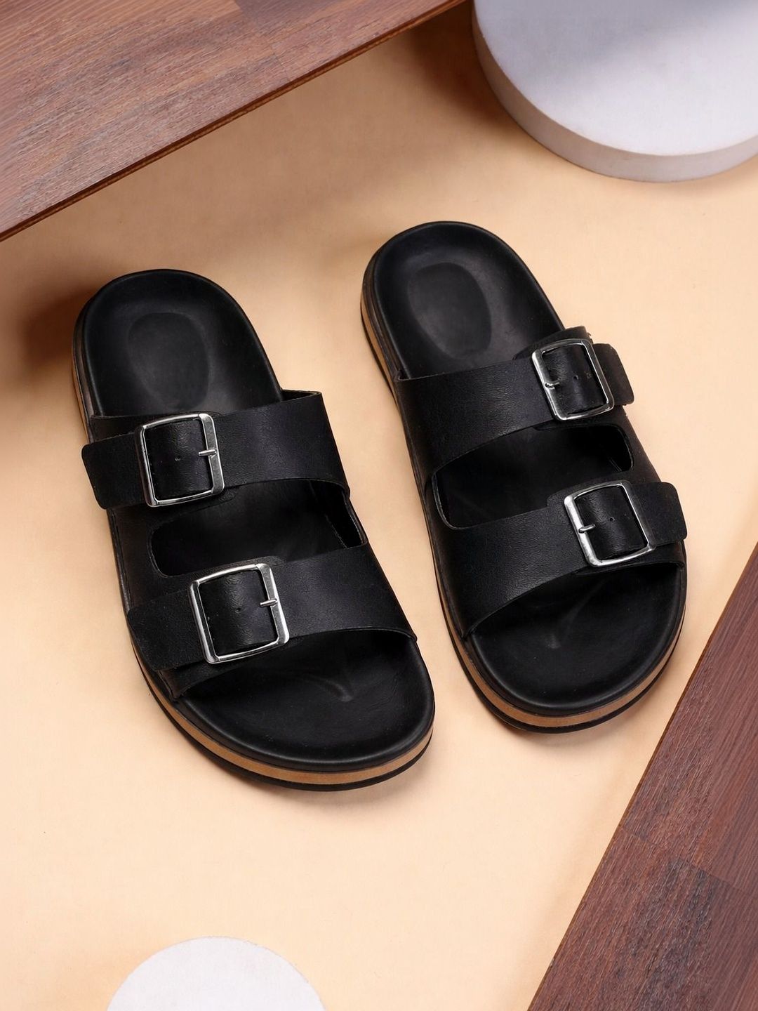FABBMATE Men Open Toe Flats with Buckles