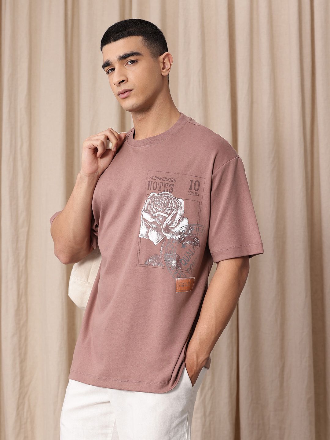 Mr Bowerbird Graphic Printed Drop-Shoulder Sleeves Pure Cotton Liberal Fit T-shirt