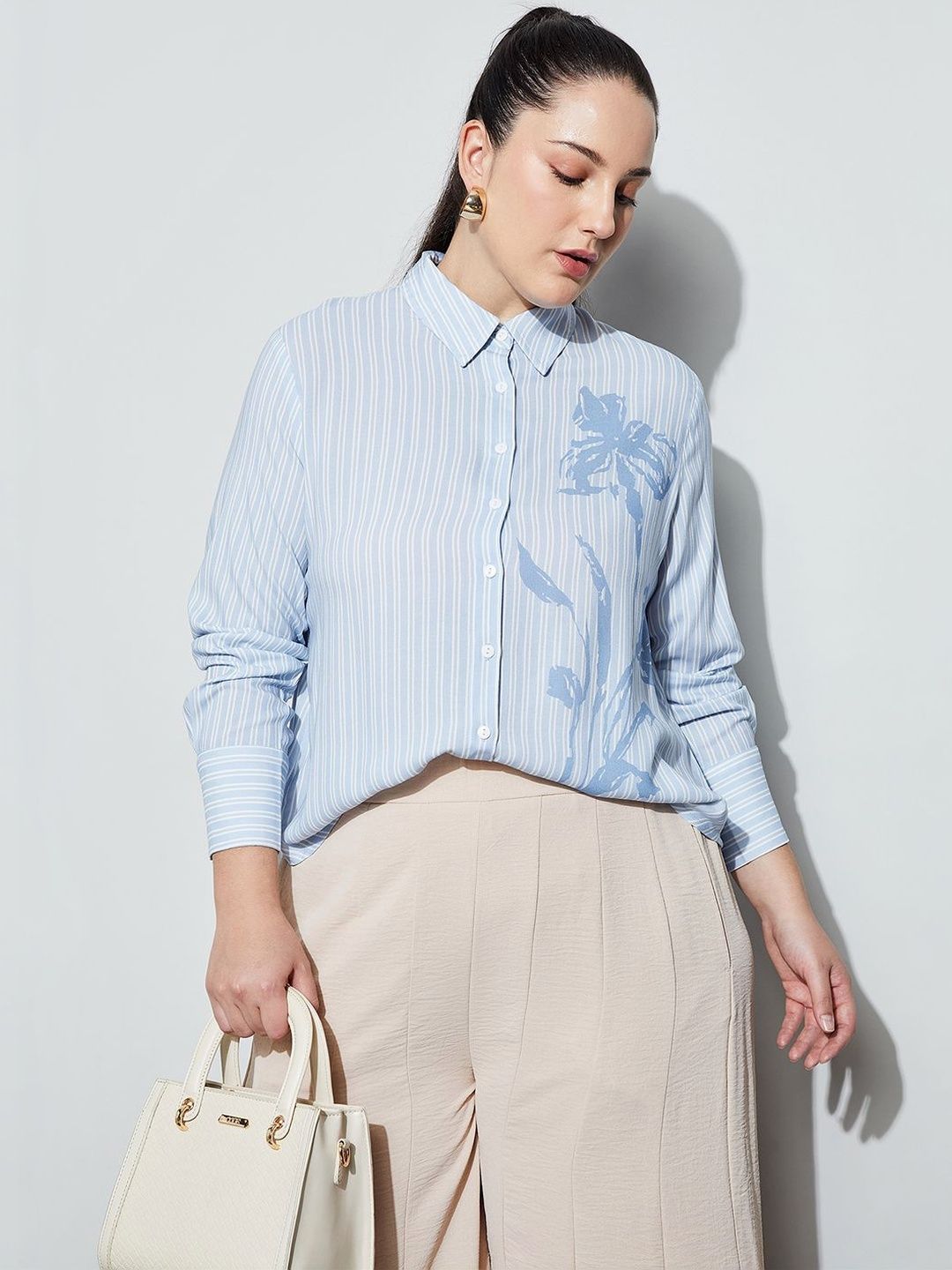 Nexus by Lifestyle Plus Size Women Striped Casual Shirt
