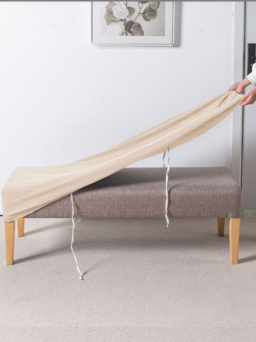 HOKIPO Nestiva Series Cream-Colored Knitting Sofa Bench Covers