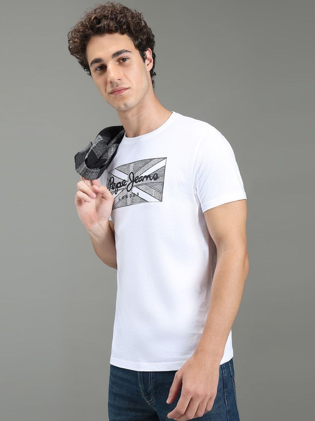 Pepe Jeans Men Brand Logo Printed Pure Cotton Slim Fit T-shirt
