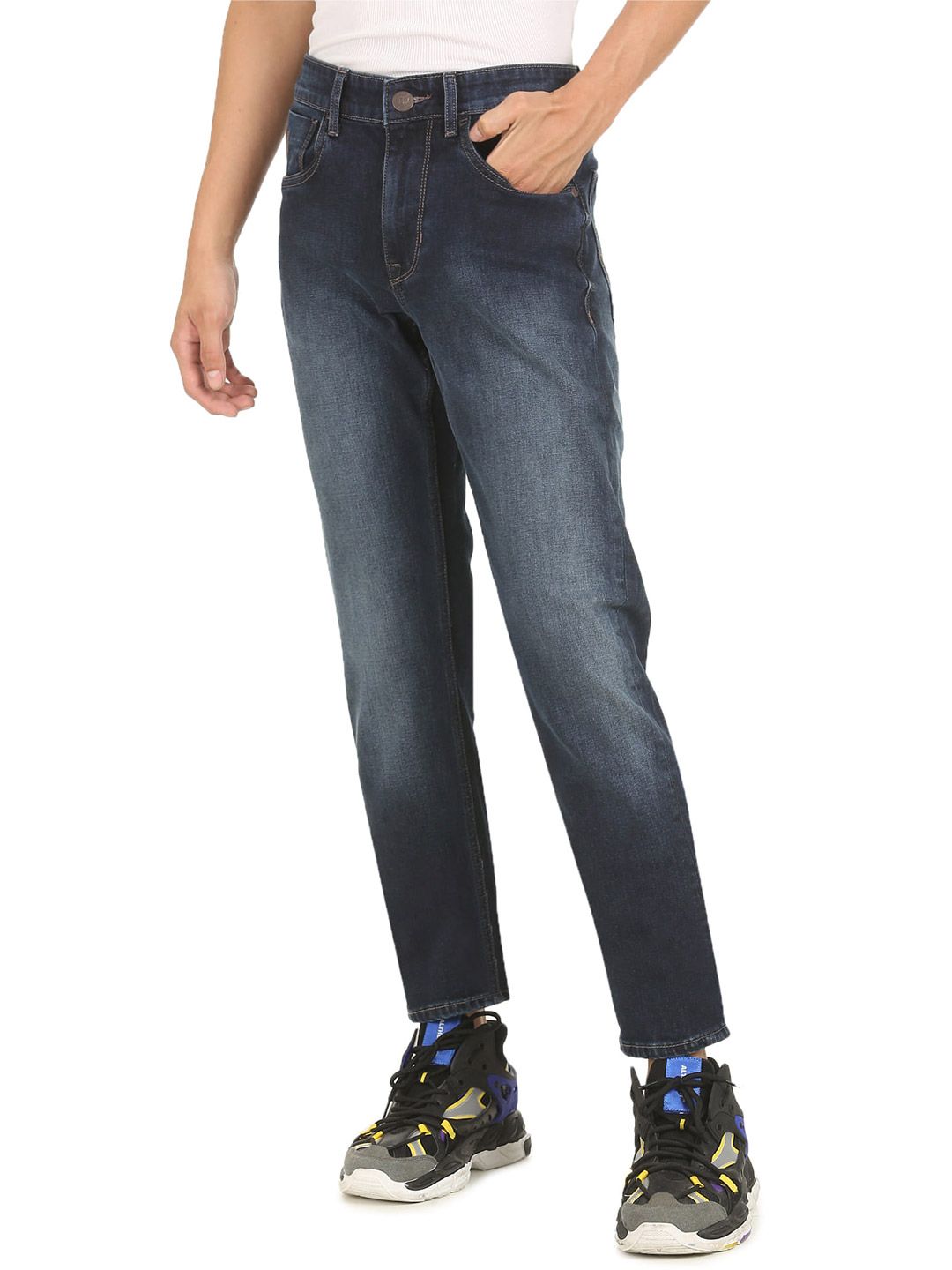 U.S. Polo Assn. Denim Co. Men Blue Skinny Fit Heavy Fade Stretchable Jeans