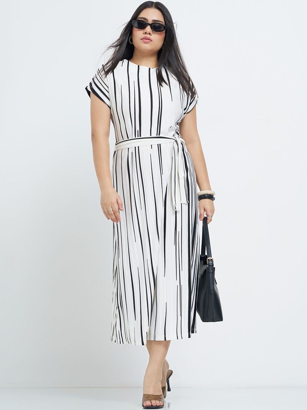 Black White Striped Short Sleeve Dress - Buy Black White Striped Short Sleeve Dress online in India Black White Striped Short Sleeve Dress - Buy Black White Striped Short Sleeve Dress online in India