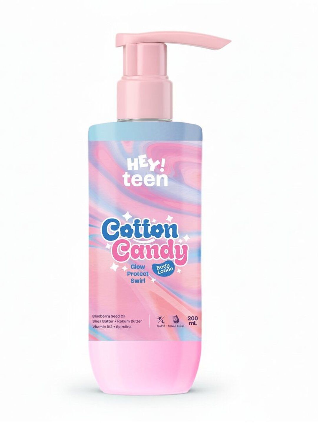 HEY TEEN Blueberry Body Lotion Soft Glow & SPF 15 Hydration Cotton Candy 200 ml