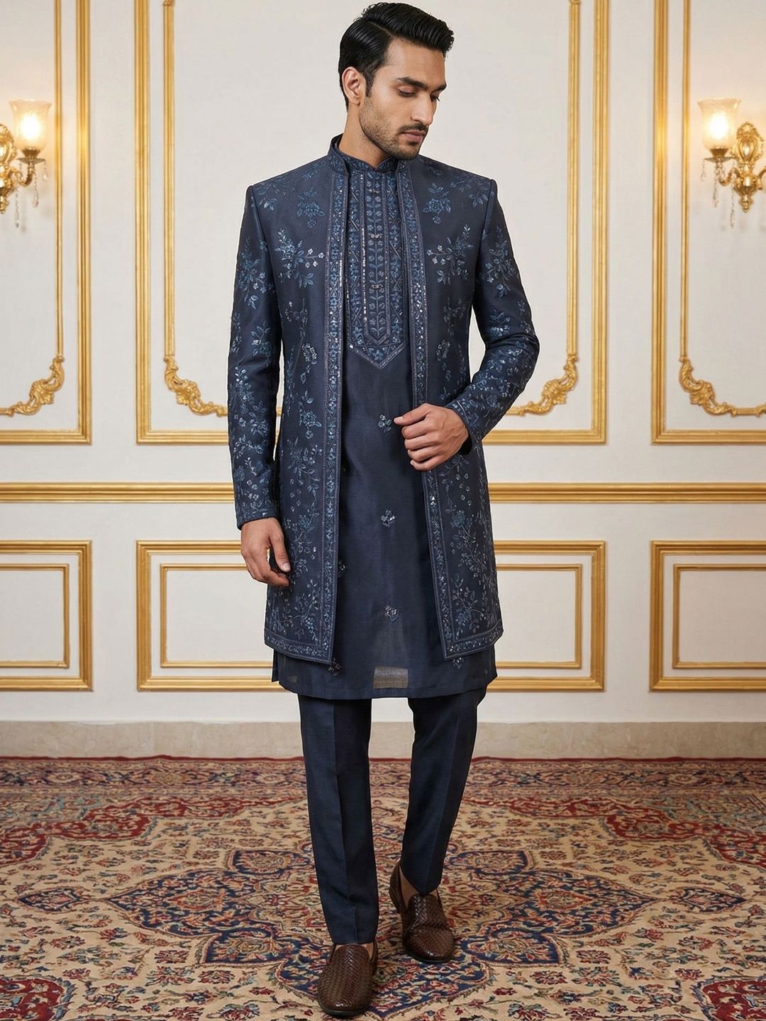 Jompers Embroidered Indo Western with Trousers