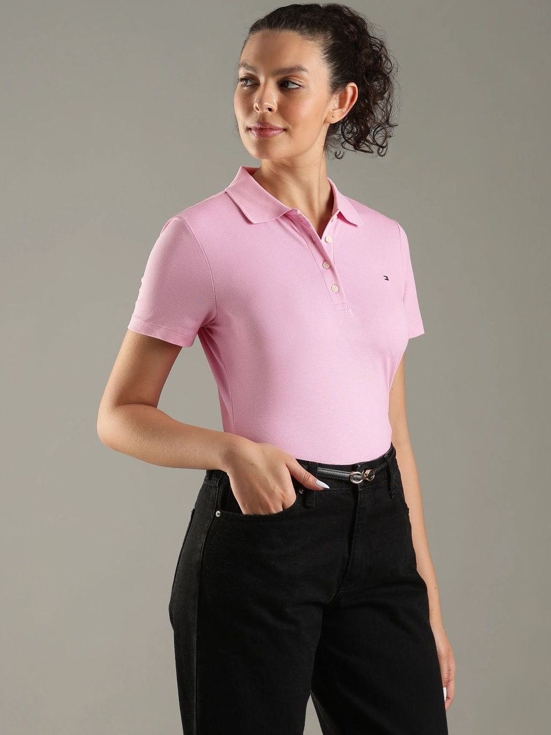 Brand Logo Polo Collar Slim Fit T-shirt
