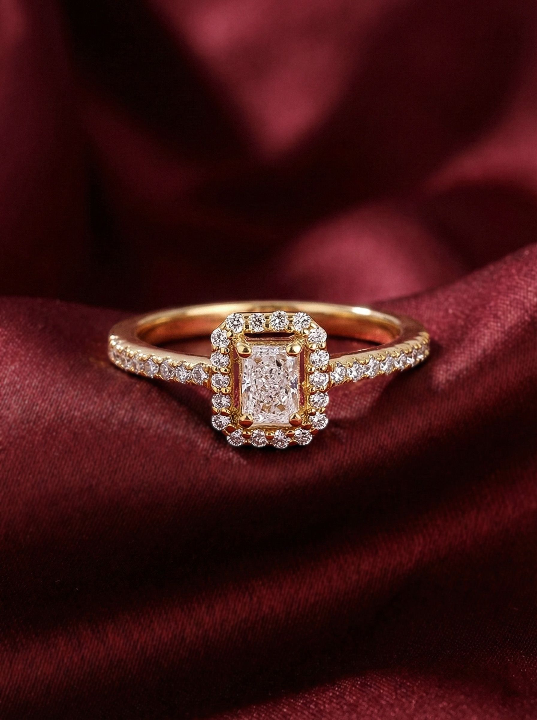 MAEJOY Emerald cut Lab grown diamond 92.5 Sterling Silver 18KT Rhodium plated ring