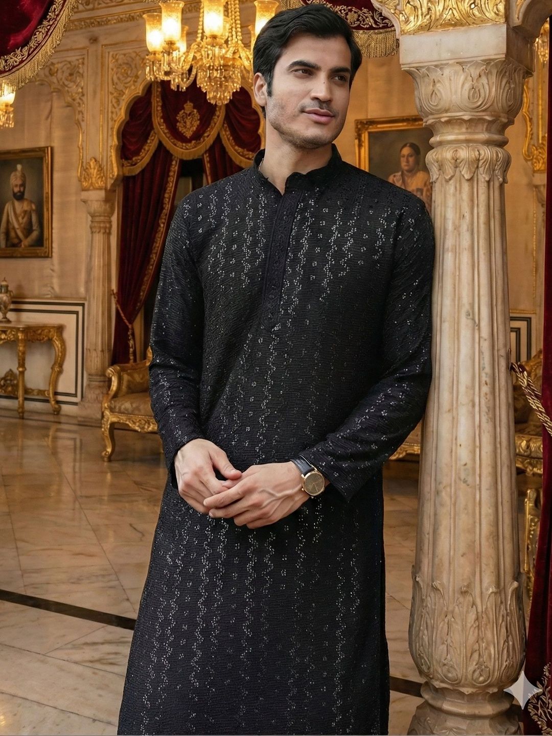 RANGRAAG Ethnic Motifs Embellished Straight Kurta