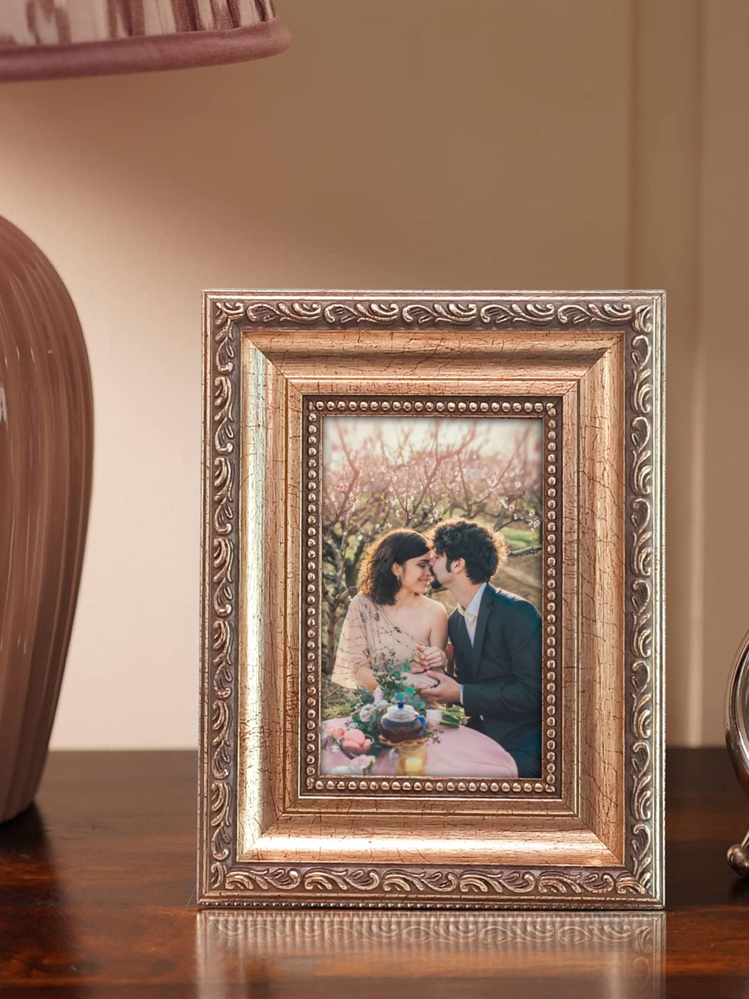 Art Street Art Street Beige Self Design Printed MDF Table Photo Frames