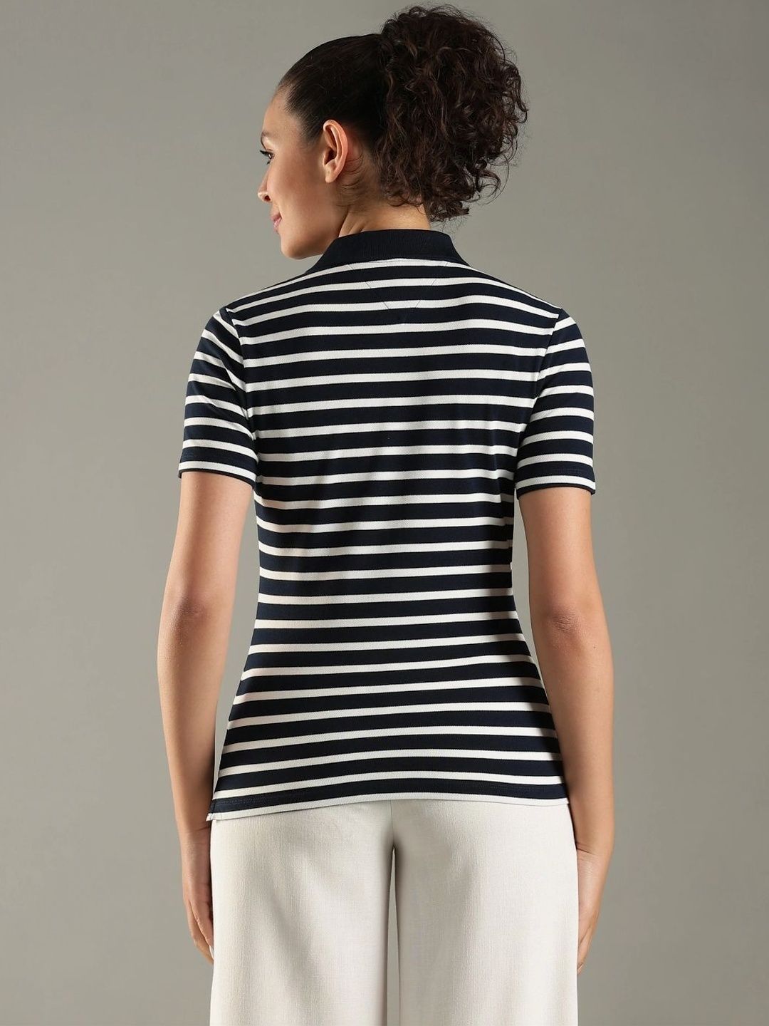 Striped Polo Collar Slim Fit T-shirt