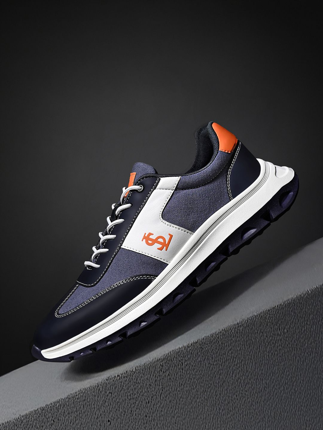 LOUIS STITCH Men's Slush Orange Casual Sneakers with Elastic Laces