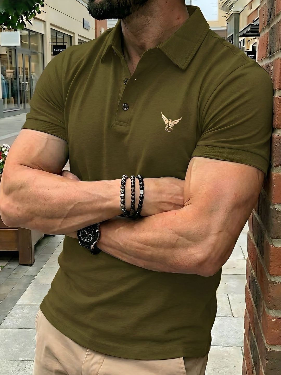 ENITOR Men Brand Logo Polo Collar T-shirt
