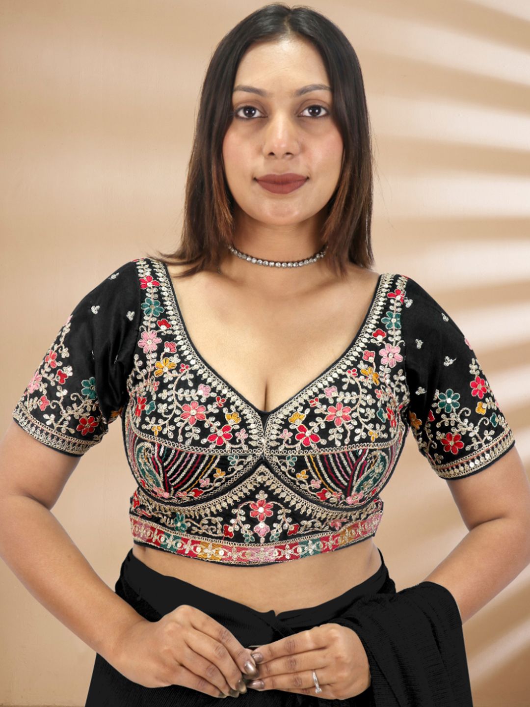Ansar Creation Ansar Creation Silk Embroidered Thread Work Saree Blouse
