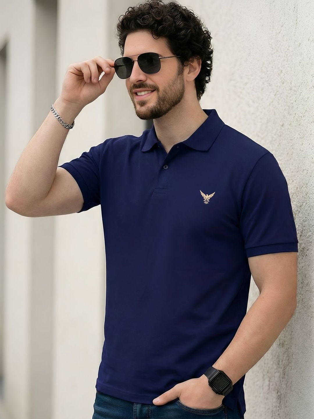 ENITOR Men Brand Logo Polo Collar T-shirt