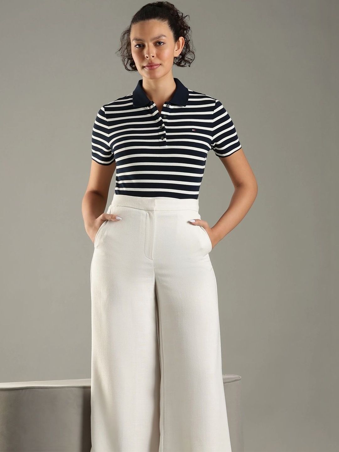 Striped Polo Collar Slim Fit T-shirt