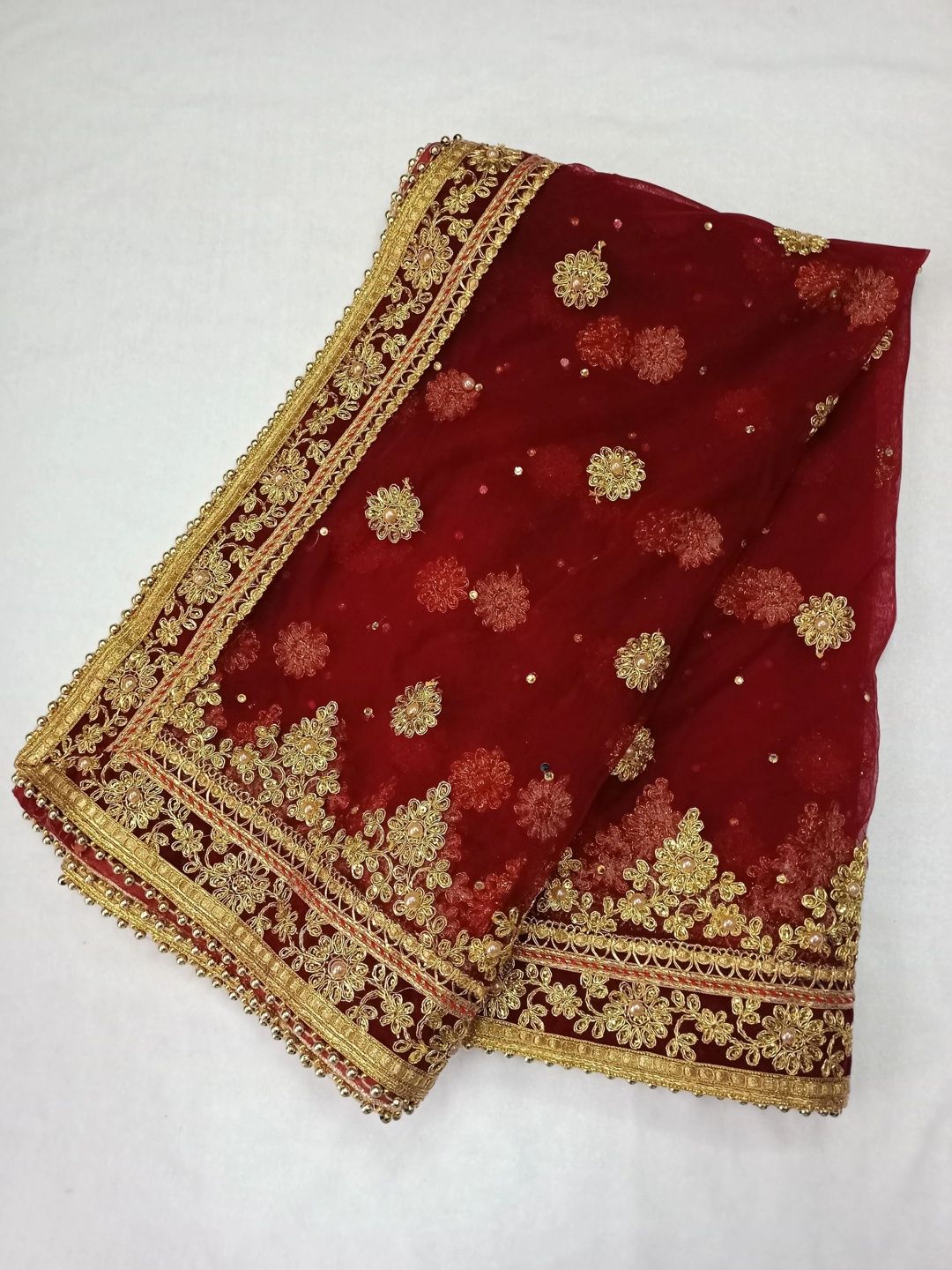VEER LABDHI Ethnic Motifs Embroidered Art Silk Dupatta with Zari