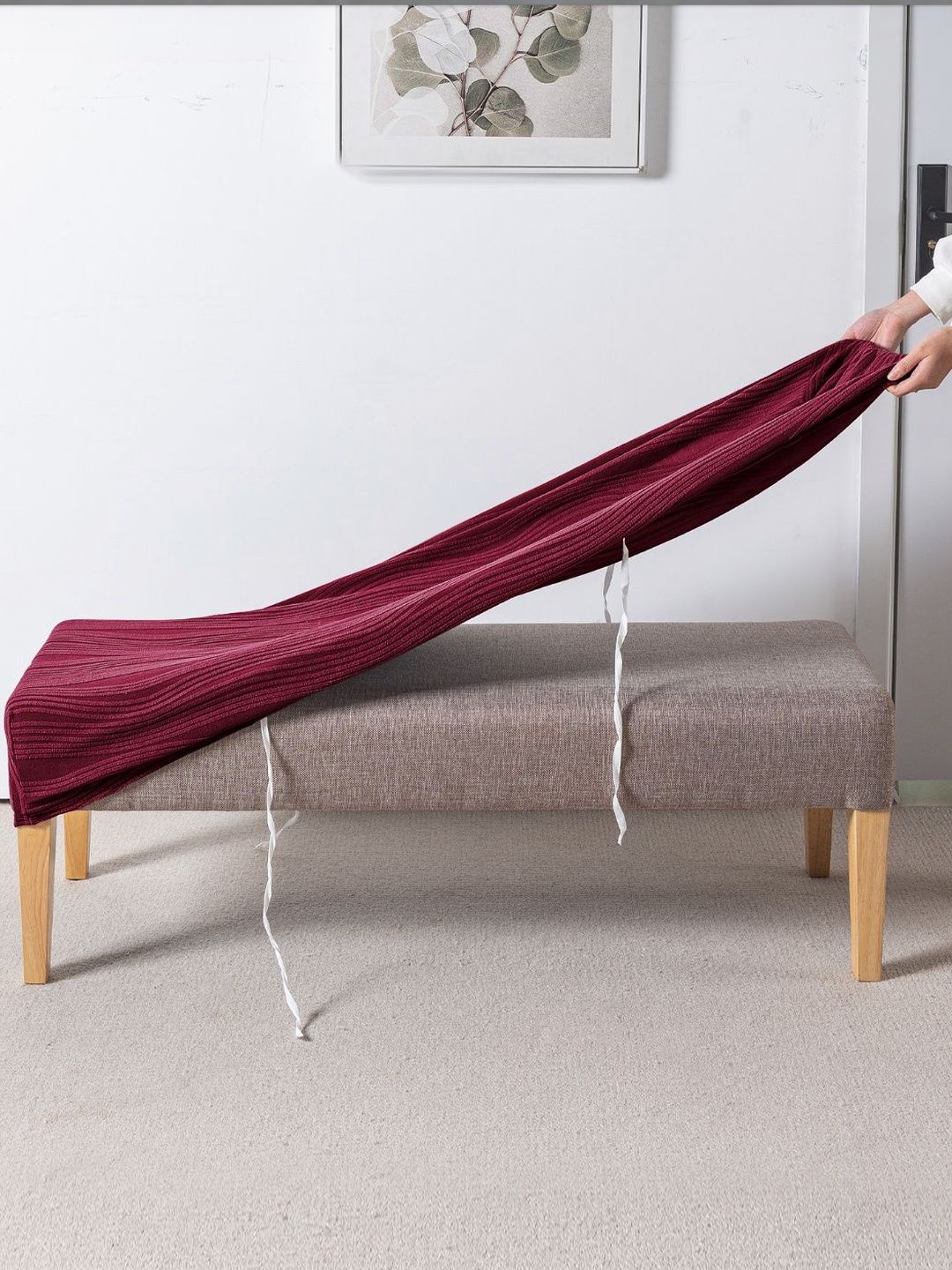 HOKIPO Nestiva Series Burgundy Knitting Sofa Bench Covers