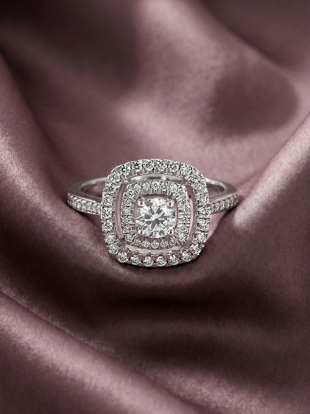 MAEJOY Concentric ring Lab grown diamond 92.5 Sterling Silver 18KT Rhodium plated ring