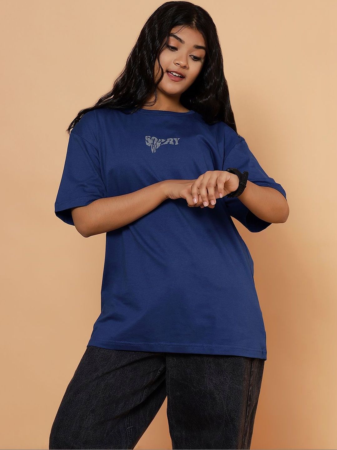 TeenTrums Girls Blue Pure Cotton Tshirts