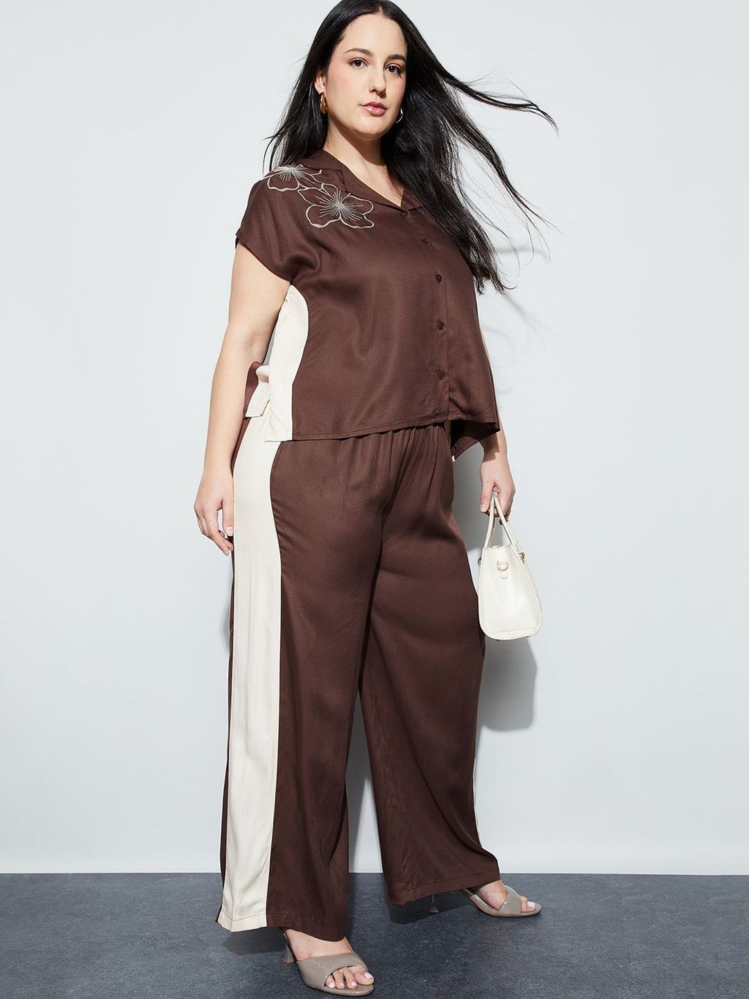 Nexus by Lifestyle Plus Size Women Colourblocked Easy Wash Trousers