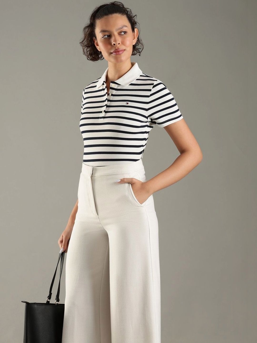 Striped Polo Collar Slim Fit T-shirt
