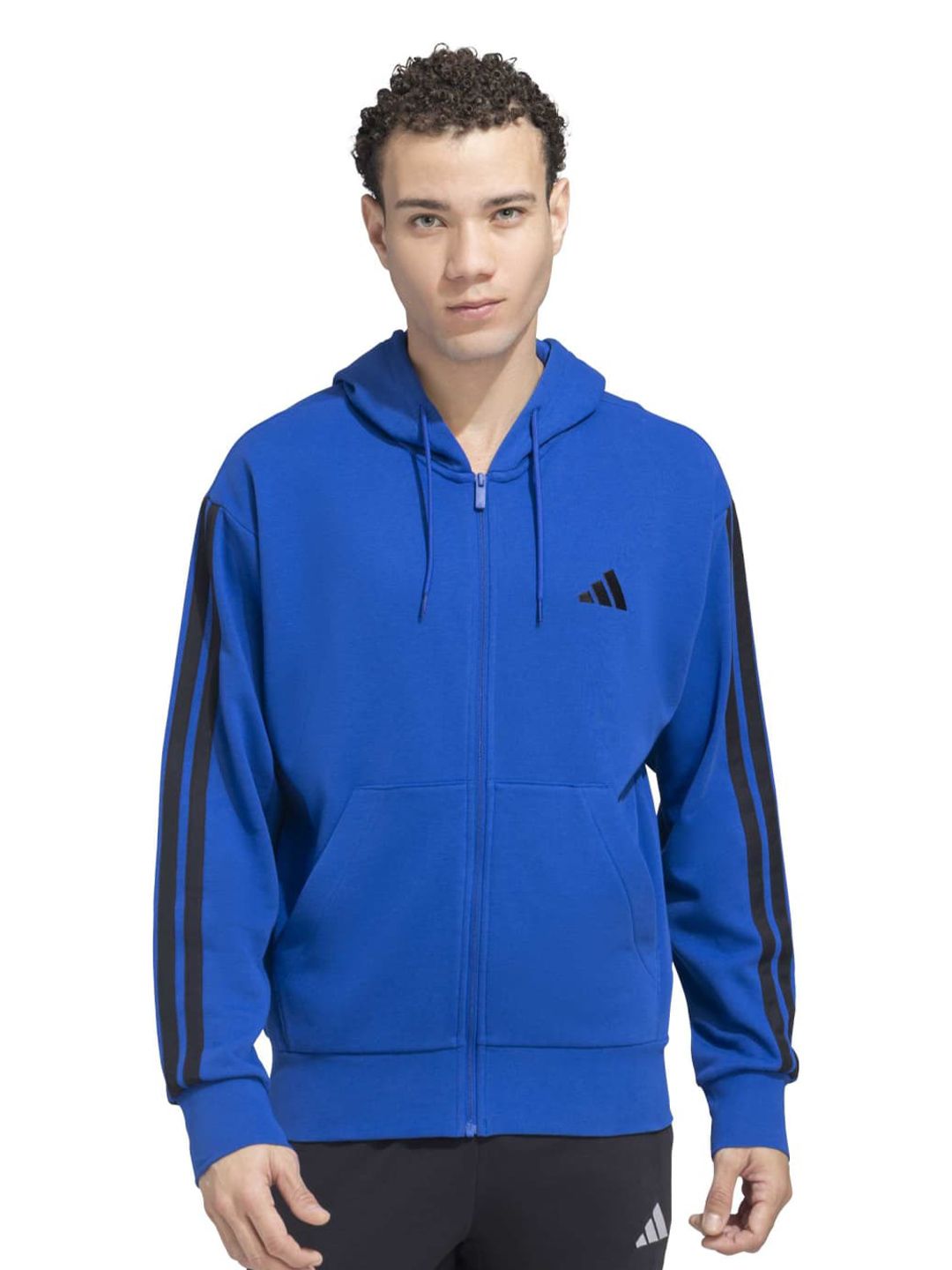 ADIDAS Men Cotton 3-Stripe Full-Zip Hoodie