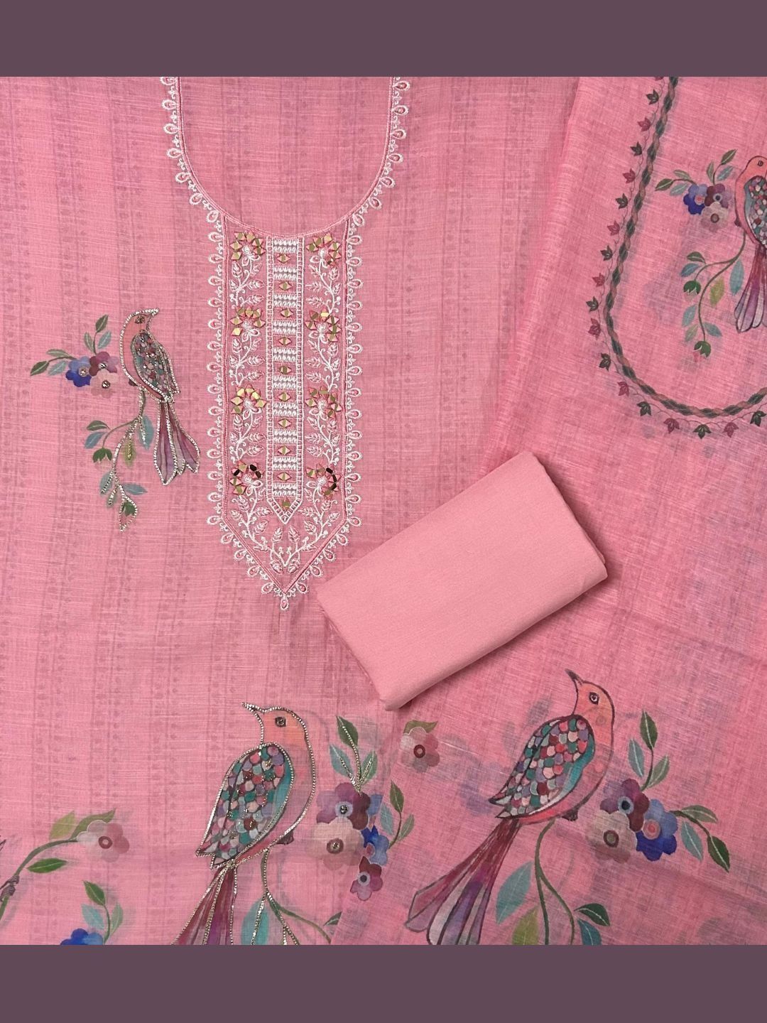 EJS Embroidered Pure Cotton Unstitched Dress Material