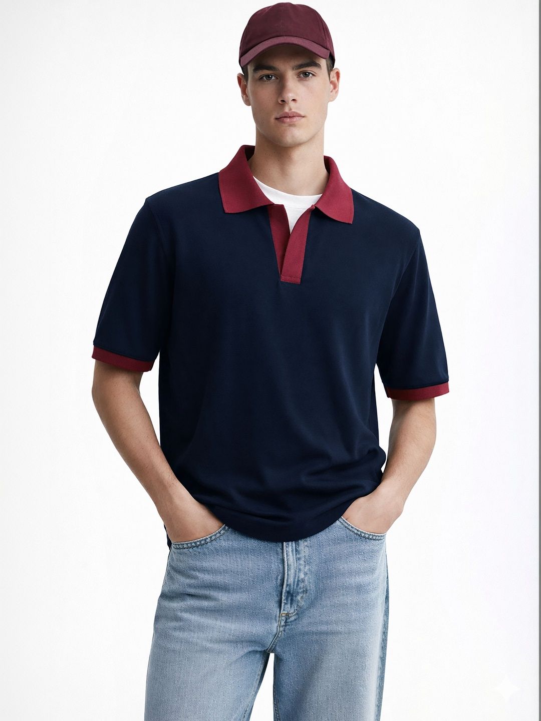 MISCHIEF MONKEY Men Colourblocked Polo Collar T-shirt