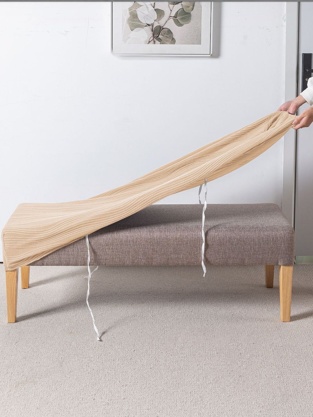 HOKIPO Nestiva Series Beige Knitting Sofa Bench Covers