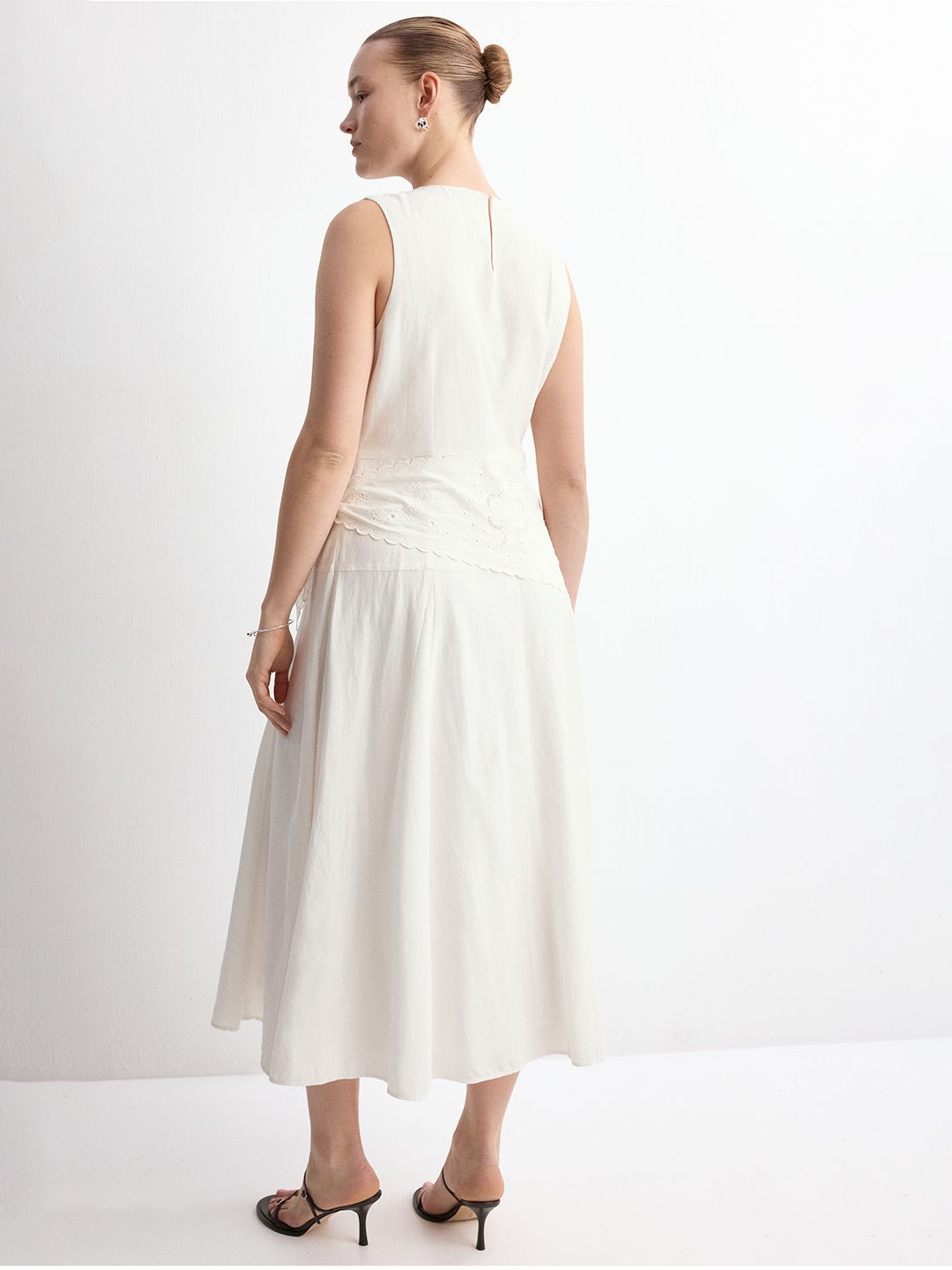 Tie-Ups Schiffli Embroidery A-Line Midi Dress
