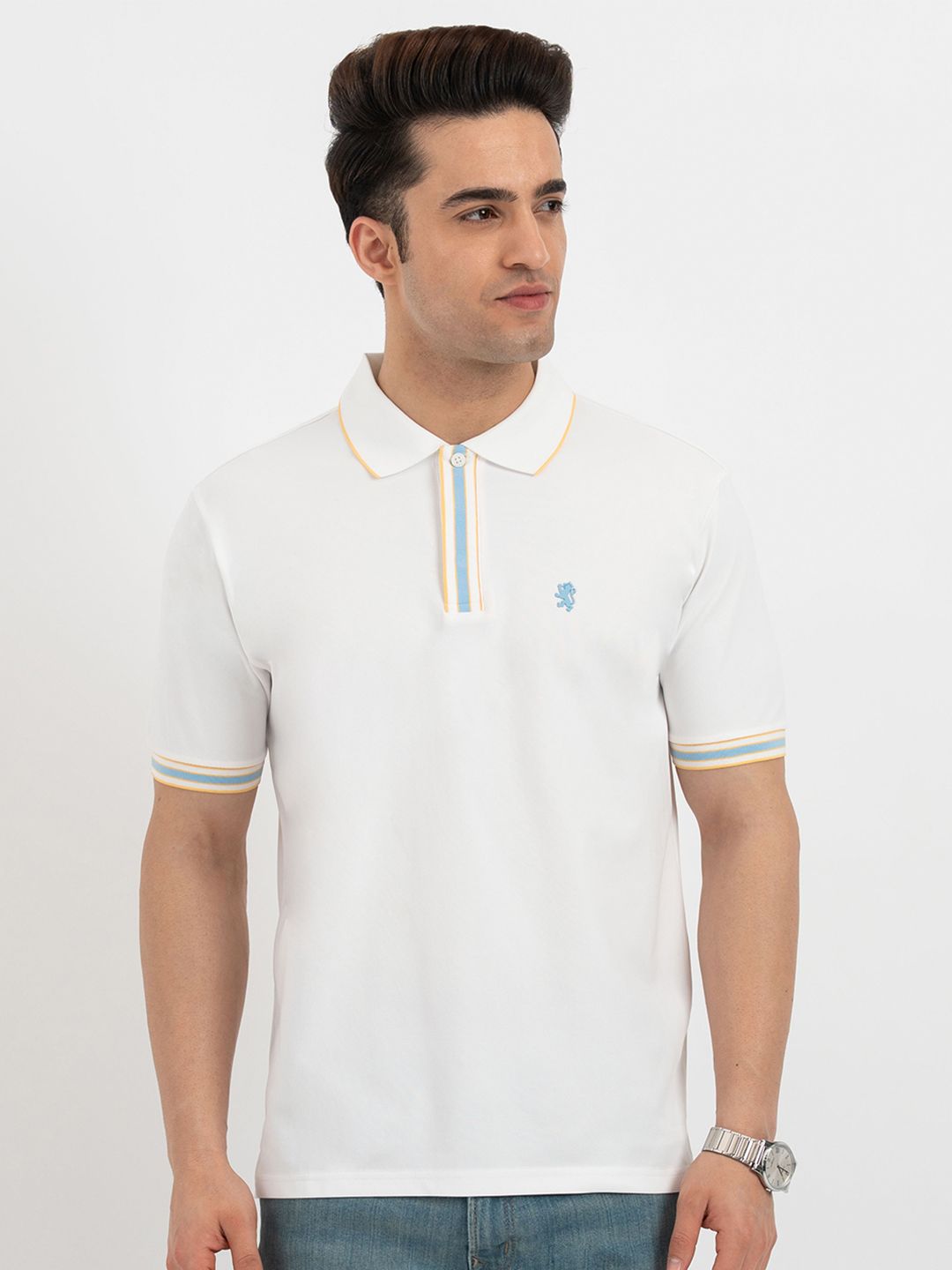 Red Tape Striped Polo Collar Tshirt