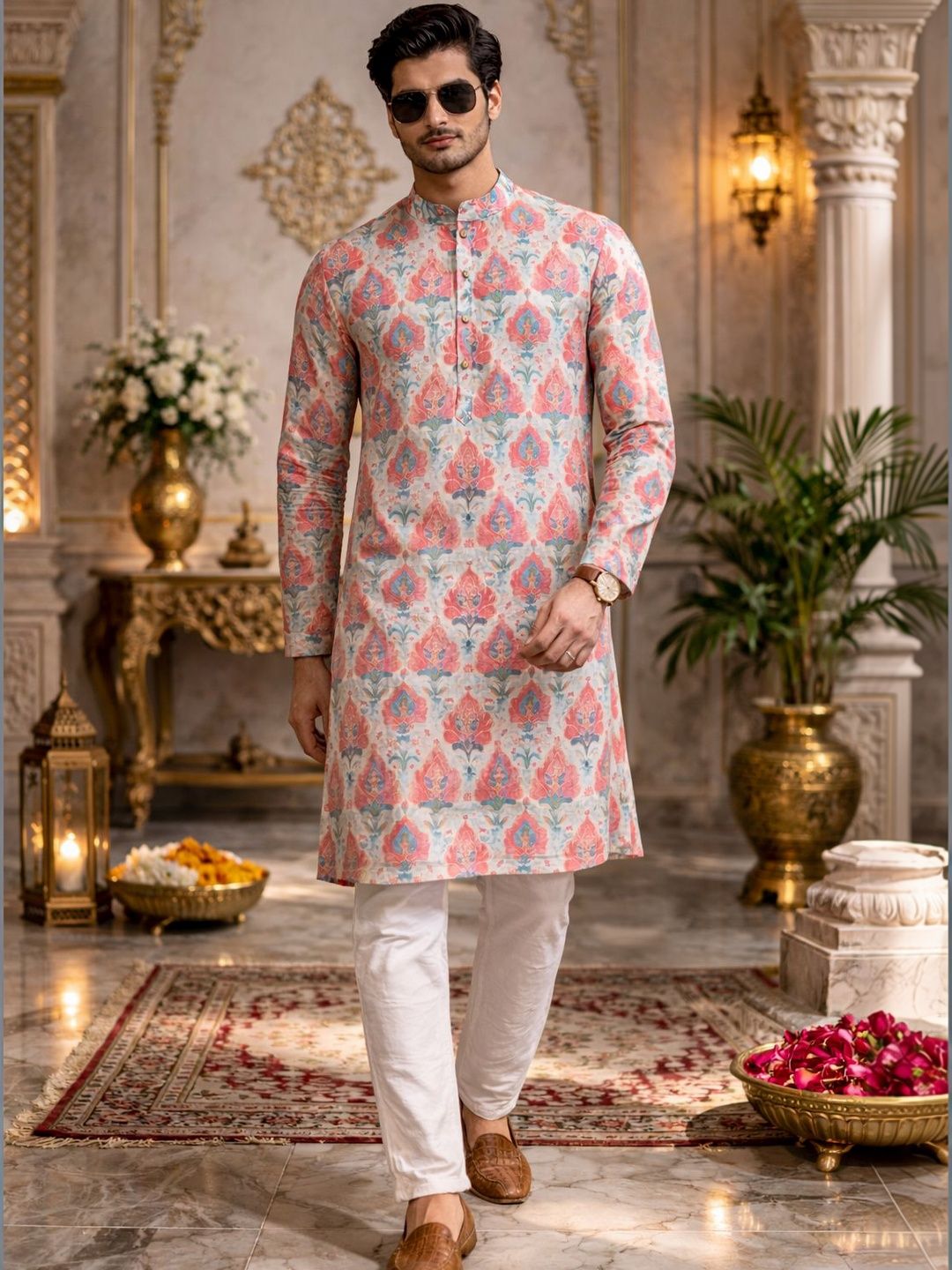 House of Pataudi Printed Knee Length Straight Kurtas