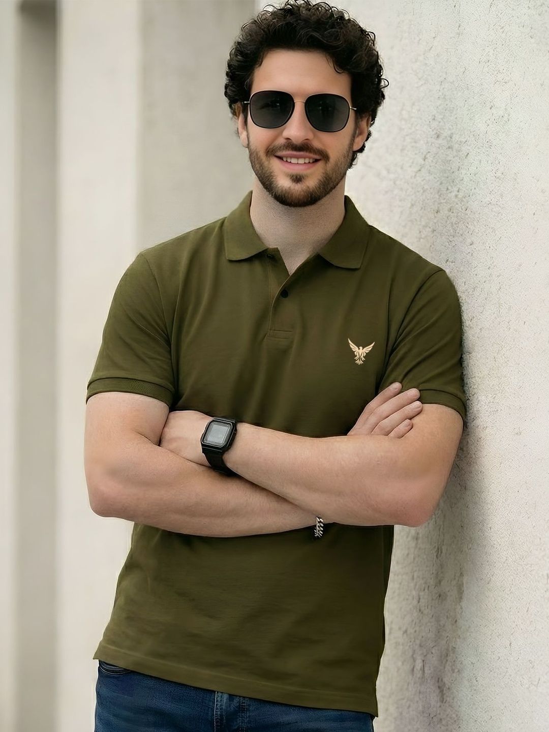 ENITOR Men Brand Logo Polo Collar T-shirt