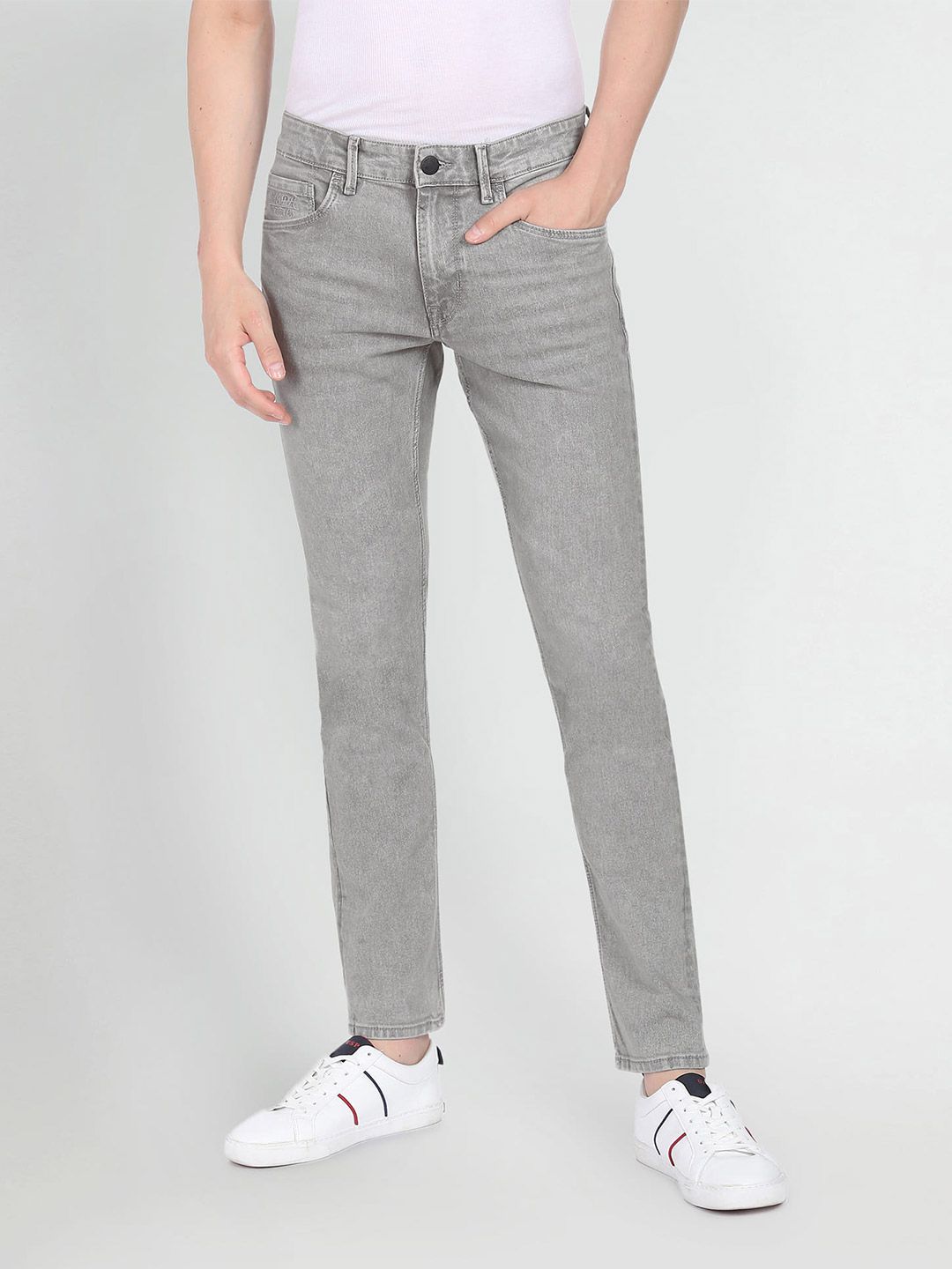 U.S. Polo Assn. Denim Co. U S Polo Assn Denim Co Men Grey Slim Fit Light Fade Stretchable Jeans
