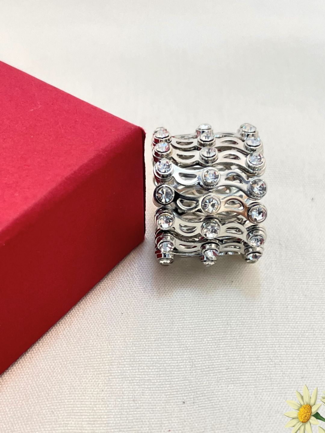 Sangria Sangria Sliver Plated American Diamond Studded Bracelet