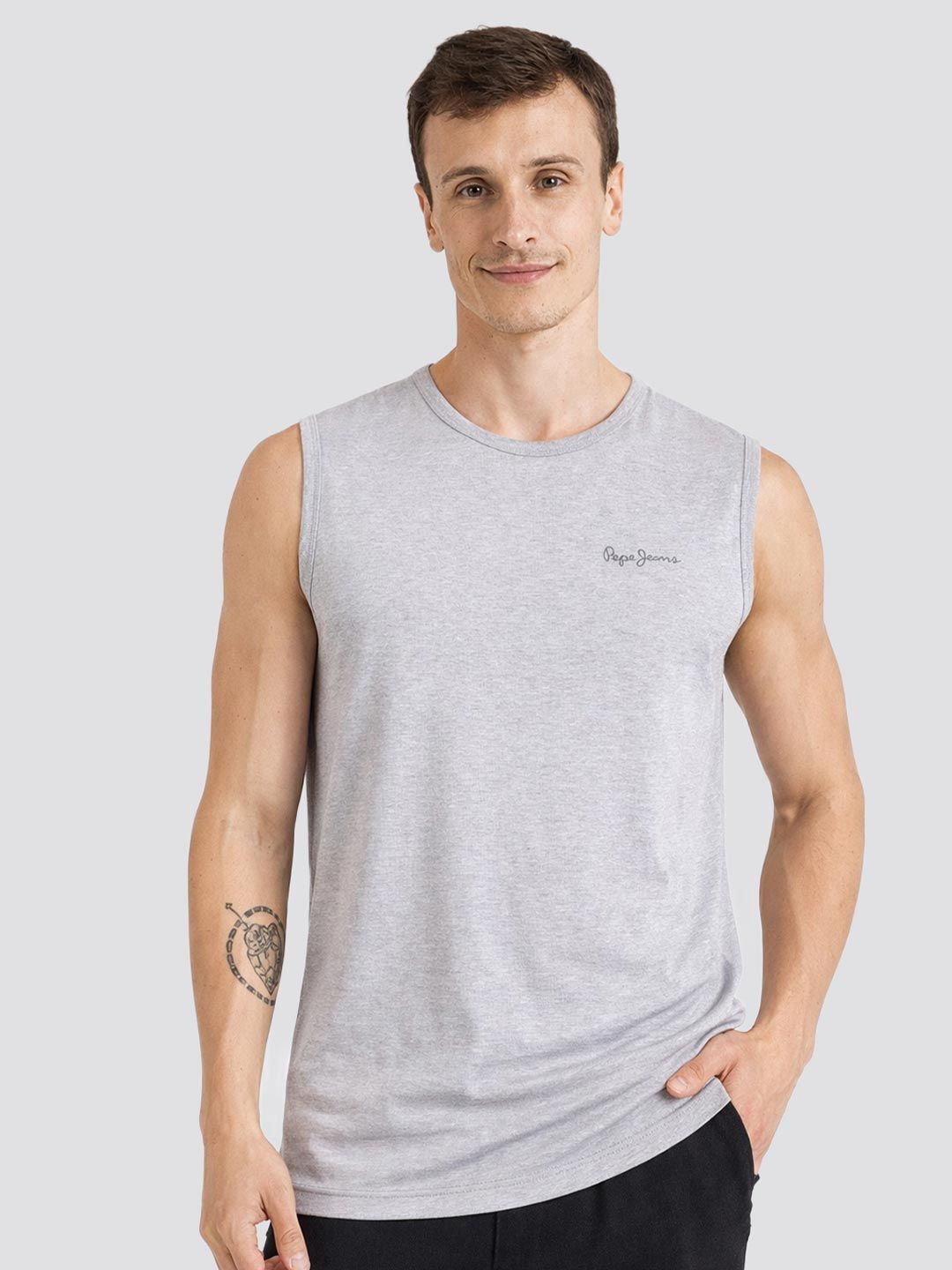 Pepe Jeans Men Cotton Sleeveless Gym Vest