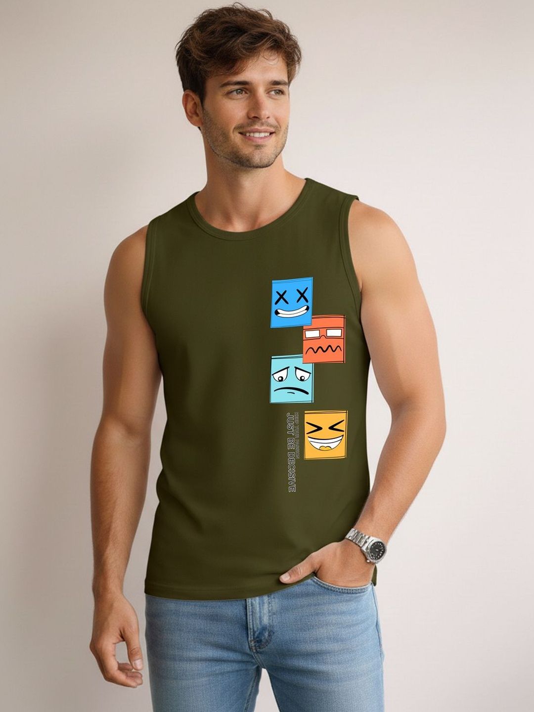 MINISTRY OF FRIENDS Printed Assorted Cotton Gym Vest