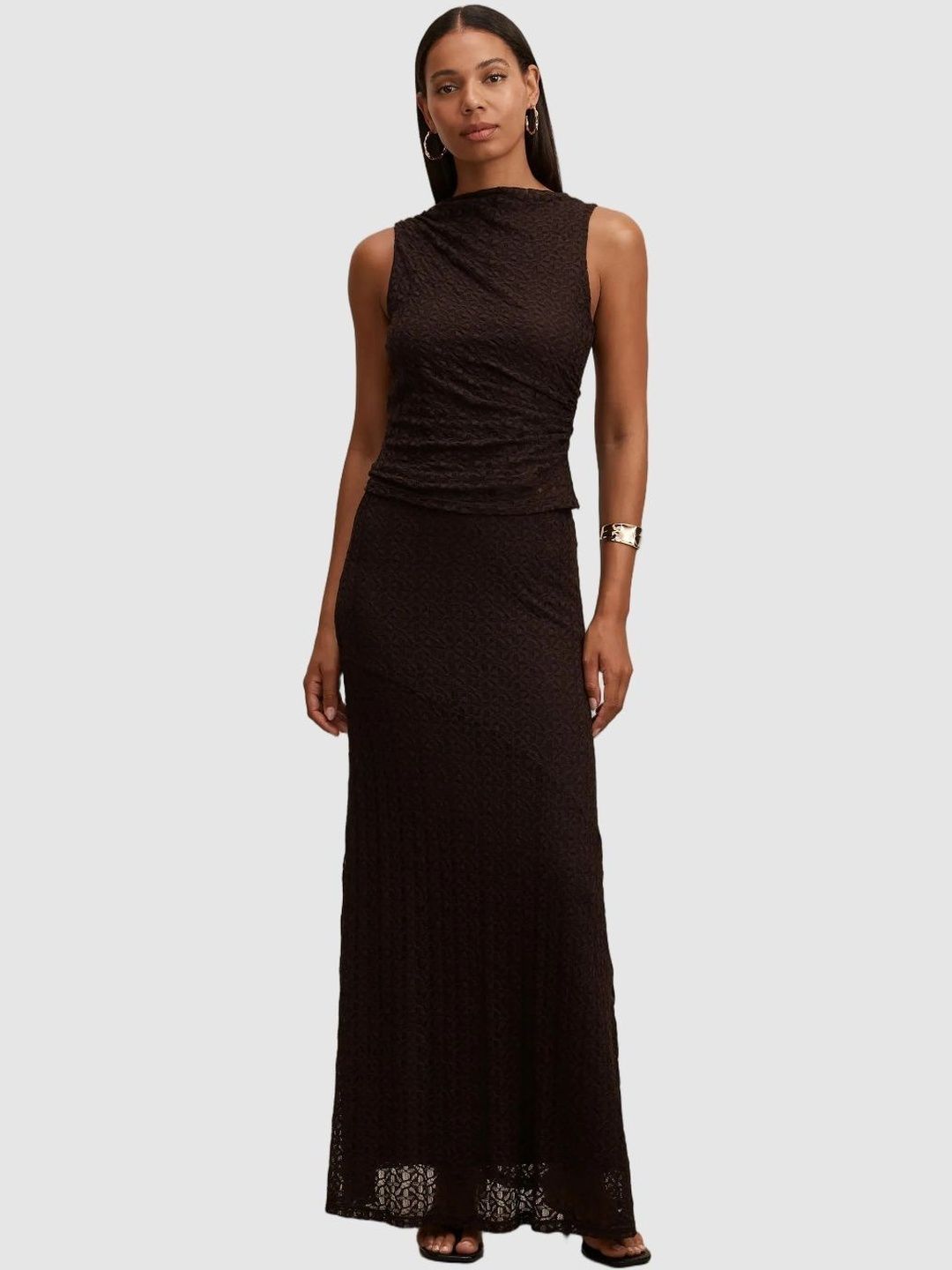 Geometric Knits Maxi A-Line Skirt