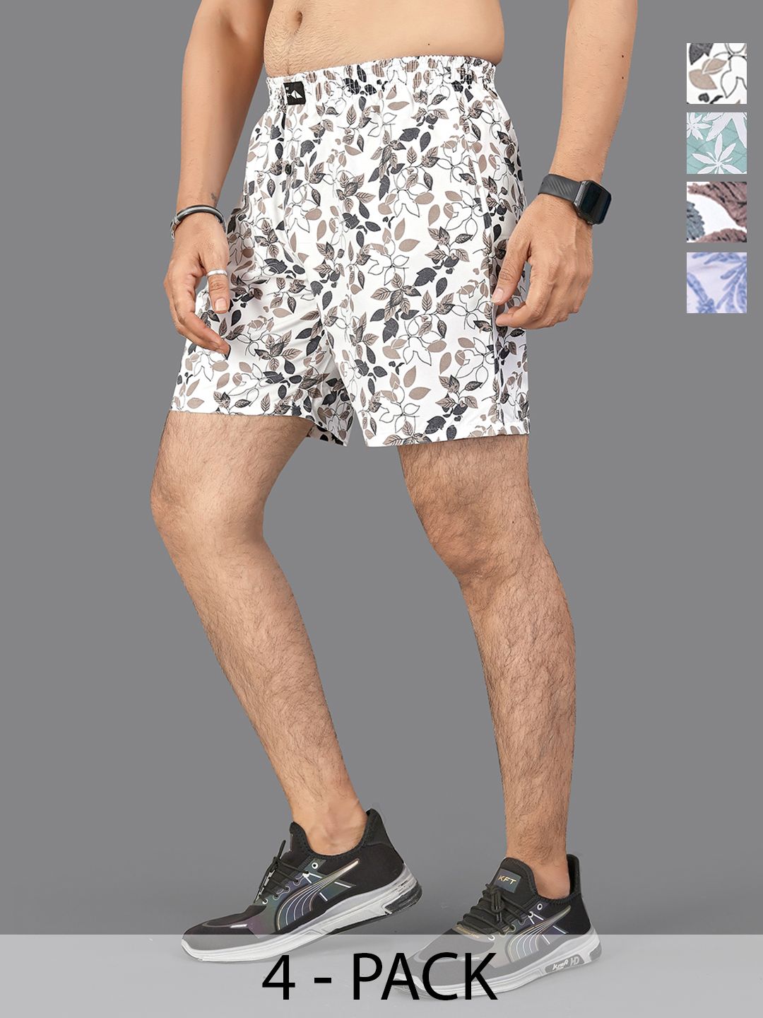 FTX Pack of 4 Printed Mid-Rise Boxers
