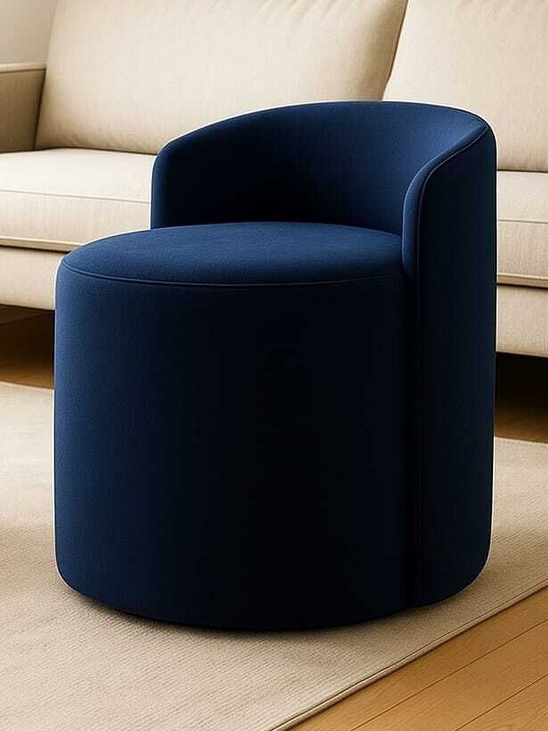 JAICO Blue Round Ottomans