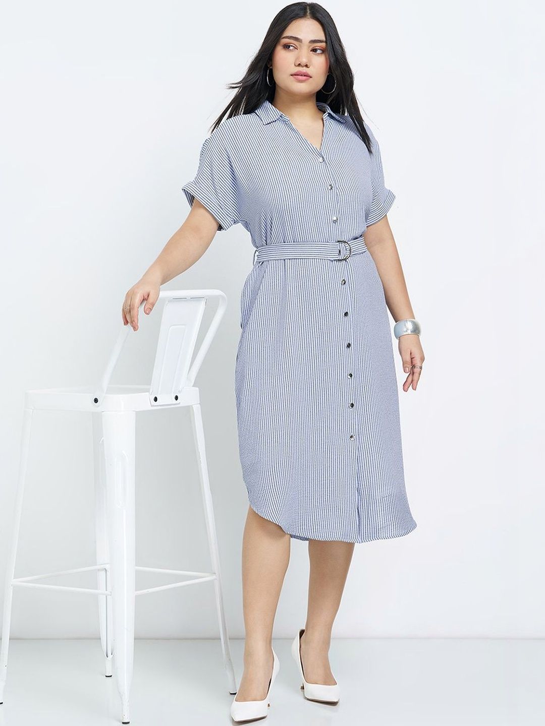Striped Shirt Dress Honey Curvytude by Pantaloons Striped Shirt Dress