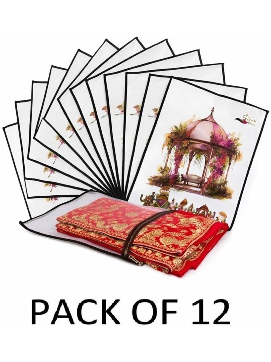 KESARI COLLECTION 12 Pieces Solid Zipper Storage Saree Cover