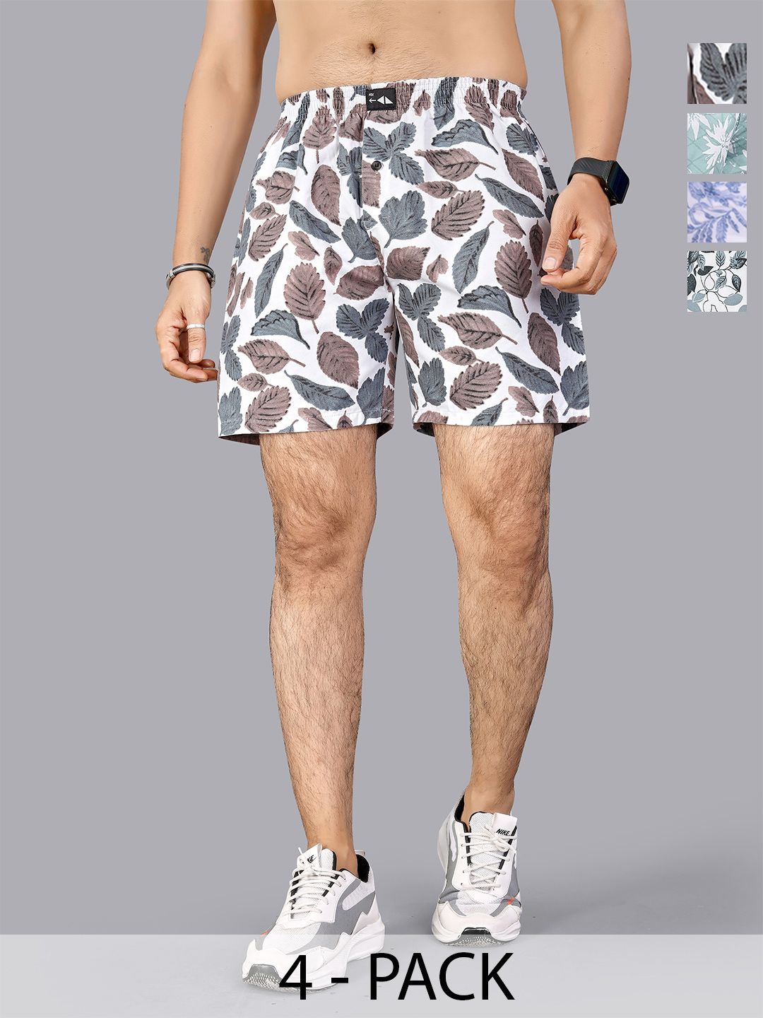 FTX Pack of 4 Printed Mid-Rise Boxers