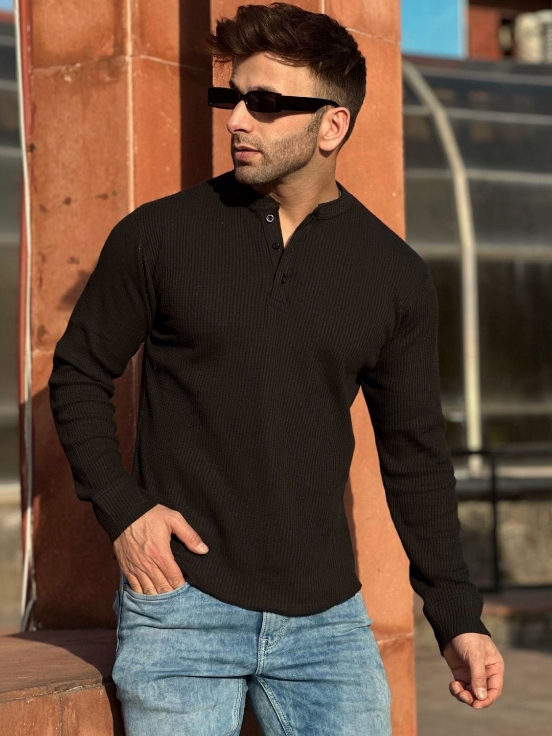 Starvy Men Henley Neck T-shirt