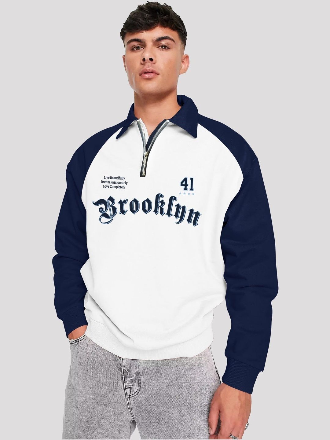 JUMPCUTS Men Typography Colourblocked Polo Collar T-shirt