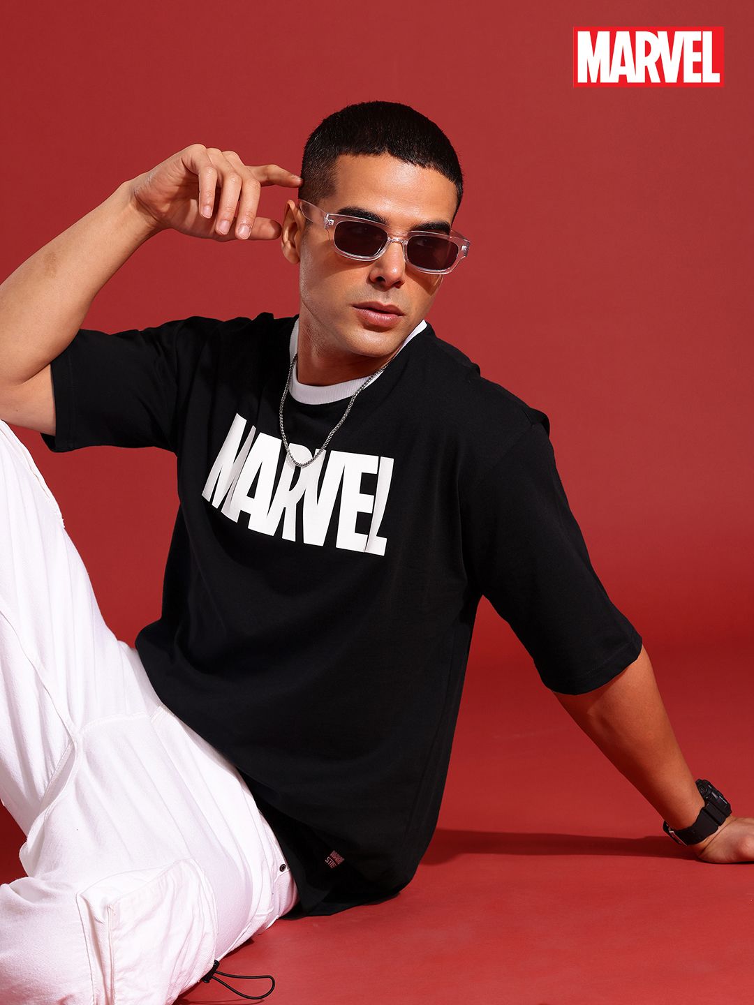 MARVEL STREET Typography Printed Pure Cotton T-shirt