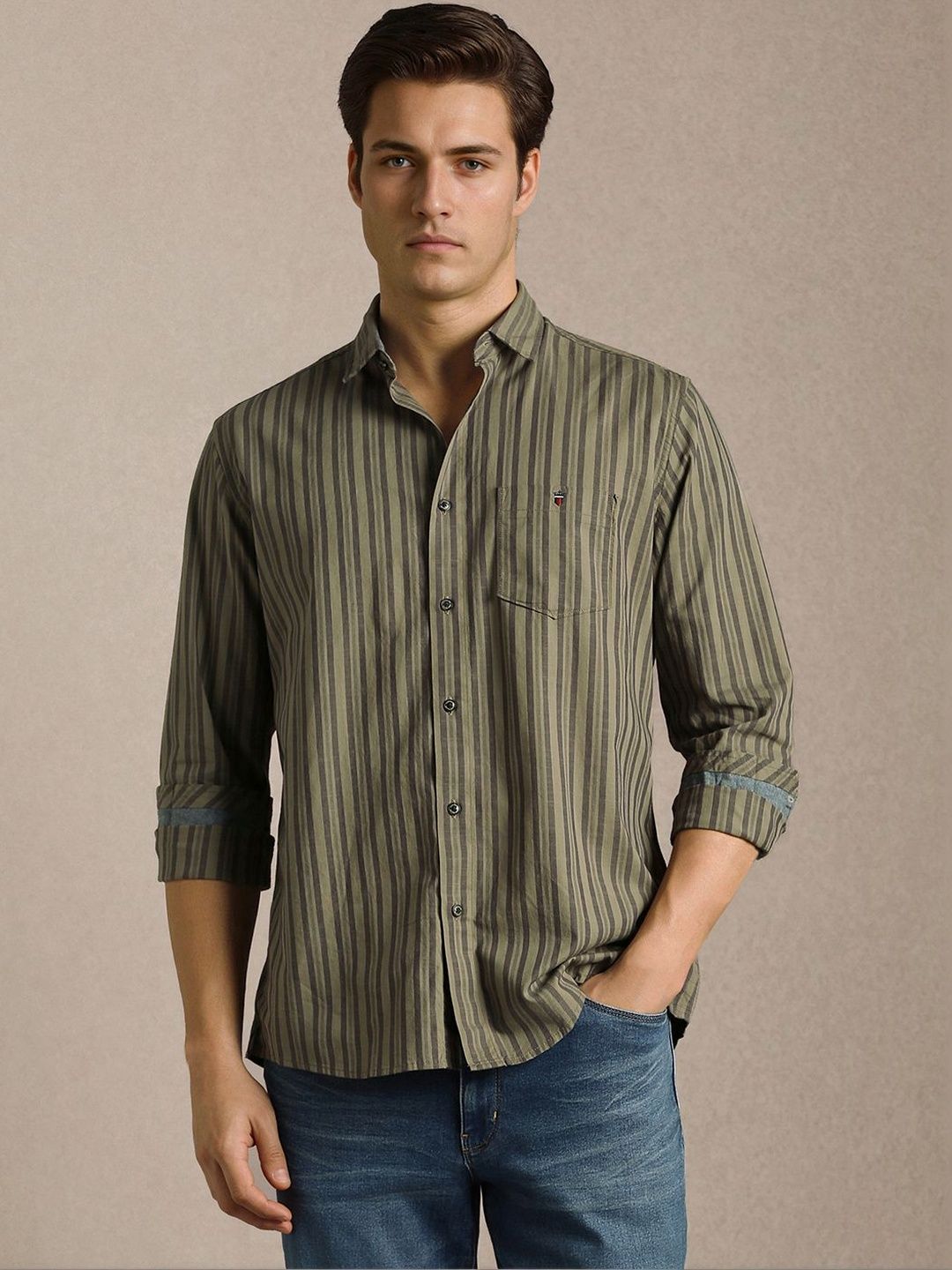 Louis Philippe Jeans Louis Philippe Jeans Men Slim Fit Striped Casual Shirt